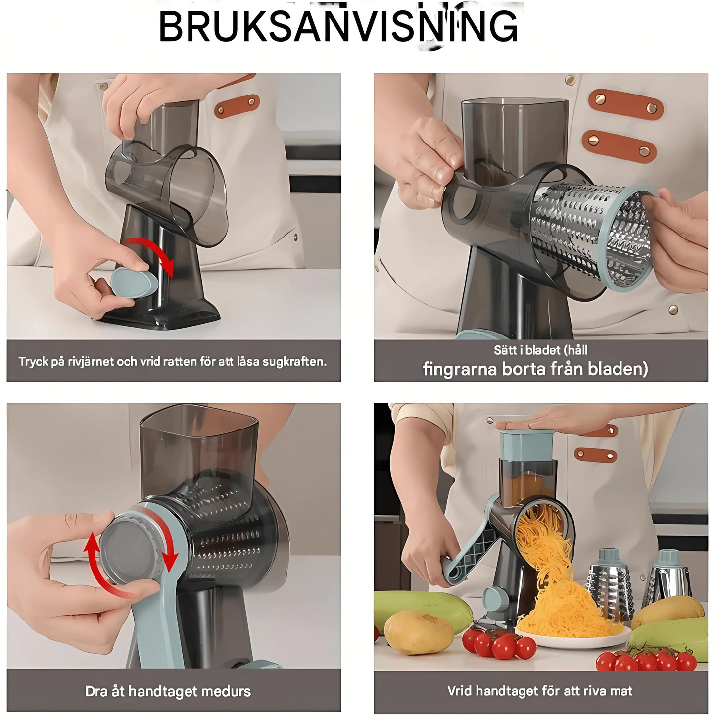 Kifaya – 3-i-1 roterende mandolin